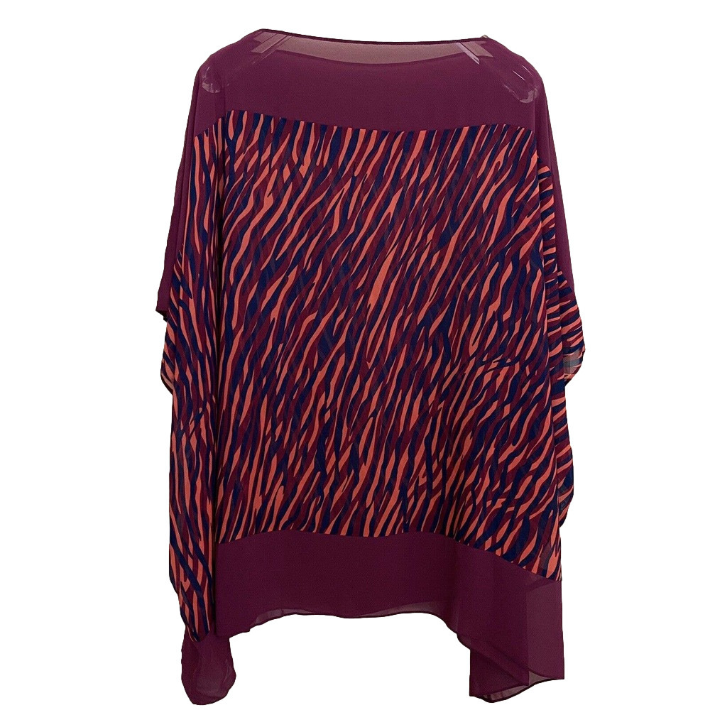 🌵 NWT Jaclyn Smith Women's Zebra Striped Maroon Swimsuit Cover Up - Large/XL - Picture 4 of 7